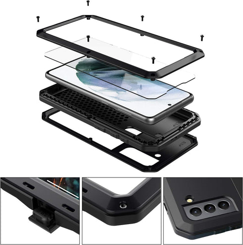 Marrkey for Galaxy S21 Case, Full Body Protective Cover Heavy Duty Shockproof Tough Armour with Screen Protector