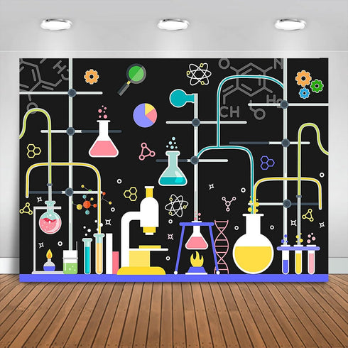 Chemical Science Birthday Party Backdrop 7x5ft for Kids Chemistry Lab Decorations