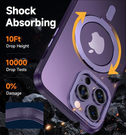 MAGIC JOHN Magnetic Case for iPhone 14 Pro, Compatible with Magsafe, Military Grade Shockproof, Purple