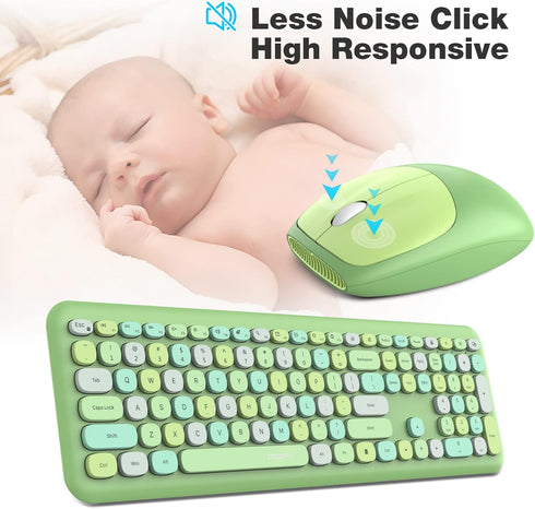 MOFii Wireless Keyboard and Mouse Combo, Full Size Keyboard, 2.4GHz USB Connection, Cute Wireless Mouse