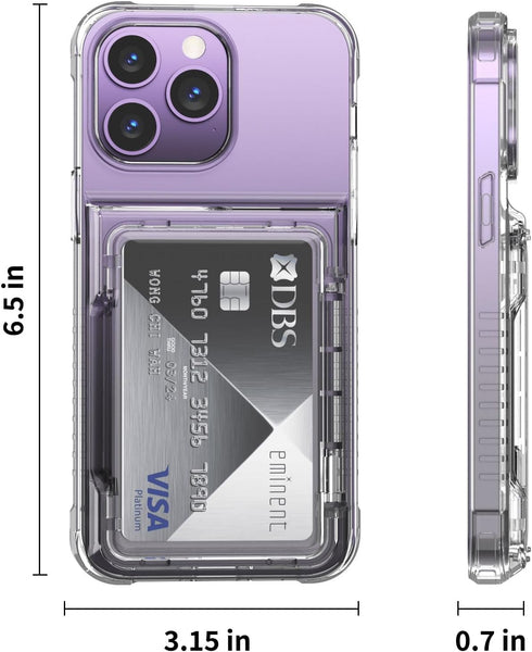 iPhone 14 Pro Max Clear Wallet Case - Heavy Duty, Shockproof, Anti-Scratch, Credit Card Holder, 6.7" Protection.