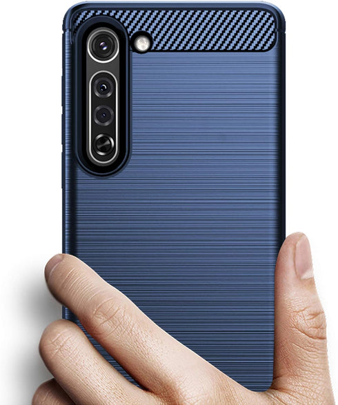 Osophter for Moto Edge 5G Case with Screen Protector, Shock-Absorption Flexible TPU Rubber Cover, Navy Blue