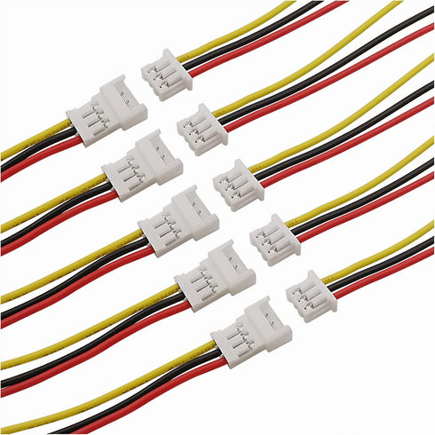 Micro JST 1.25 Wire Connectors, 20Pairs/40pcs 1.25mm 3 Pin Male and Female Connector Plug with Wires