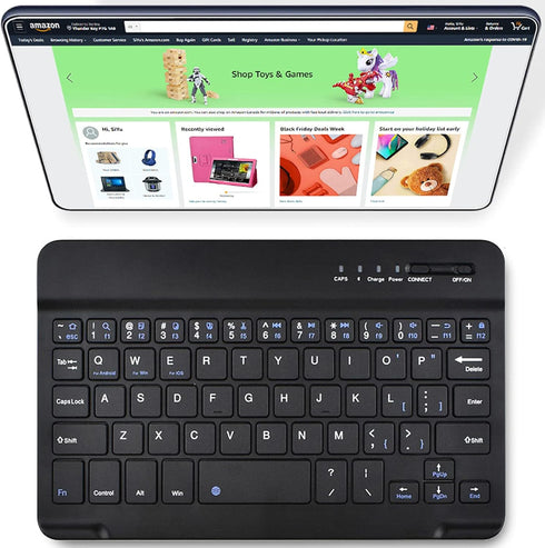 DETUOSI Universal 7-8 inch Wireless Keyboard, Multi-Device Portable Ultrathin (6mm) Lightweight for iOS/Android/Windows