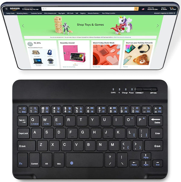 DETUOSI Universal 7-8 inch Wireless Keyboard, Multi-Device Portable Ultrathin (6mm) Lightweight for iOS/Android/Windows