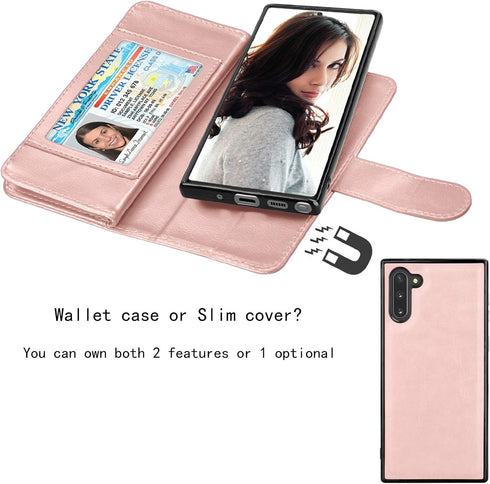 Njjex Wallet Case for Samsung Galaxy Note 10 - PU Leather ID Credit Holder Folio Flip with 9 Card Slots