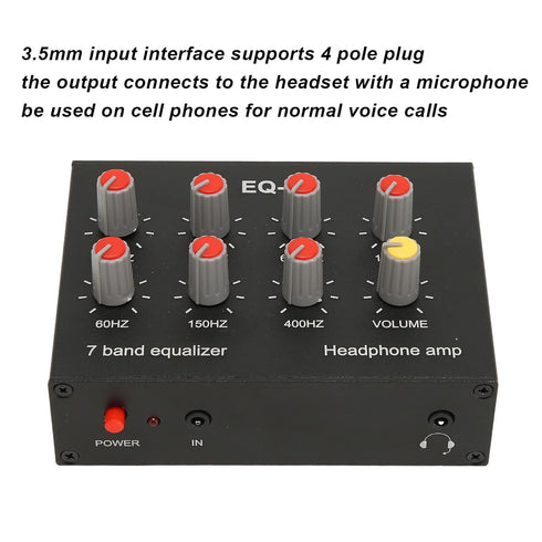 7 12dB 3.5mm Band Sound Equalizer, Output Input, High Bass Adjustment, Two Channel Digital Equalizer, Interface