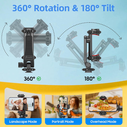 Zeadio Smartphone Tripod Mount Adapter, Cell Phone Tripod Holder Selfie Stick Monopod Adjustable Clamp, Fits for All