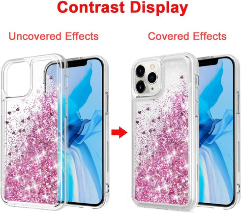 Compatible with iPhone 12 and 12 Pro Case, Bling Flowing Liquid Floating Glitter TPU Protective Case 6.1 inch