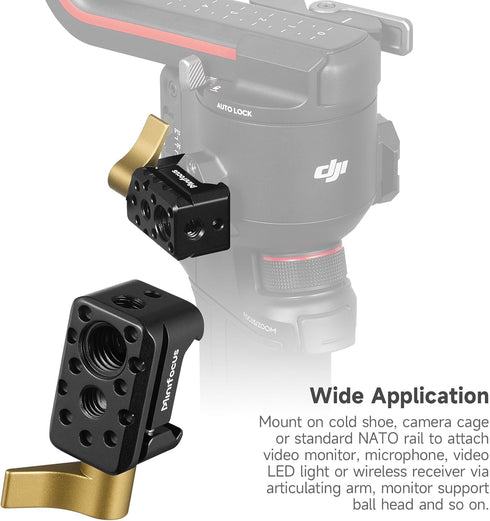 NATO Clamp, Quick Release Lock Clamp with 1/4" 3/8" ARRI Thread, Standard NATO Clamp for Camera Cage