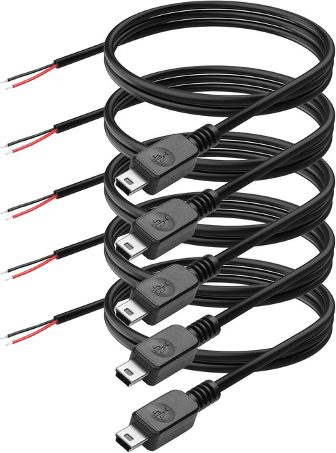 YAODHAOD Mini USB Male Pigtail Power Cable, 5V 3A Mini USB to 2 Pin Open End for USB Equipment, 1M/3.3FT