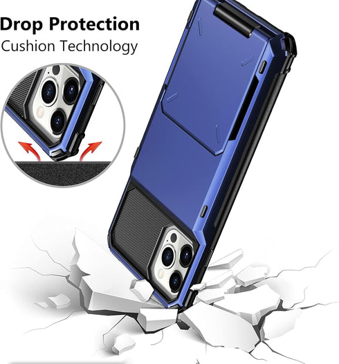 Vofolen Wallet Case for iPhone 13 Pro Max, 4-Card Holder ID Slot, Anti-Scratch Dual Layer Hybrid TPU, Navy