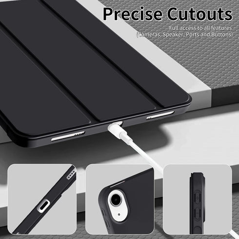 iPad 10th Generation Case, Auto Wake & Sleep Cover, Slim Trifold Stand TPU Back Shell for 10.9 inch Black