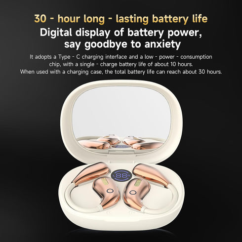 YYFEIDBFEO 5.4 IPX7 Open Ear Earbuds, Wireless Bluetooth Headphones, Stereo Sound Waterproof with Ergonomic Earhook