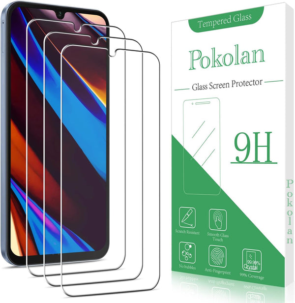Pokolan 3-Pack Tempered Glass Screen Protector for Samsung Galaxy A15 5G/4G, 9H Hardness, Bubble Free, HD Clear, Easy