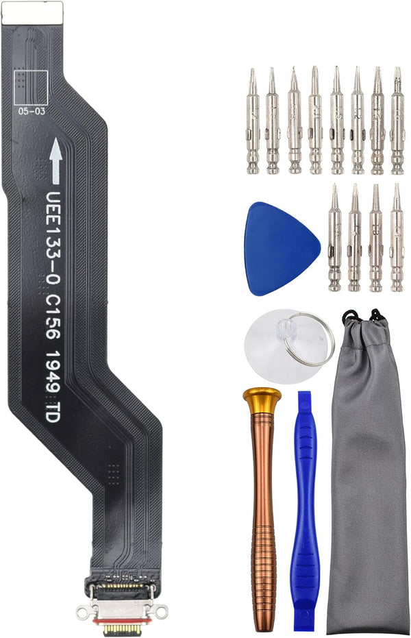 Sunways USB Type-C 3.1 Charger Port Flex Cable with Waterproof Rubber Ring Replacement for OnePlus 7T