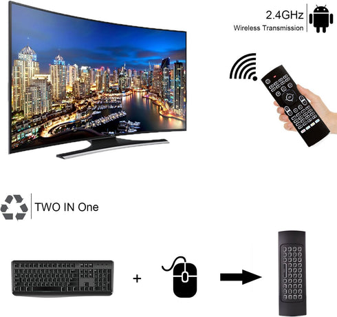 MX3 Air Remote Mouse, 2.4G Multifunctional Backlit Control, Mini Wireless Keyboard for Android TV