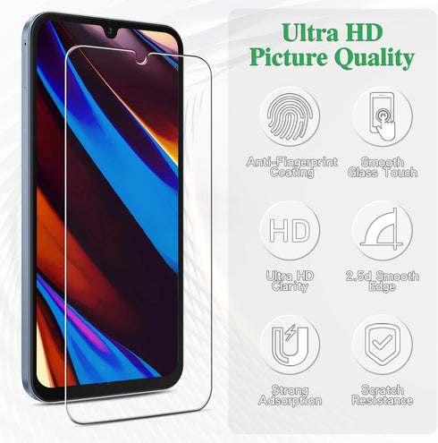 Pokolan [3-Pack Screen Protector for Samsung Galaxy A15 5G / 4G Tempered Glass, Bubble Free, 9H Hardness, Anti Scratch, Easy to Install, HD Clear