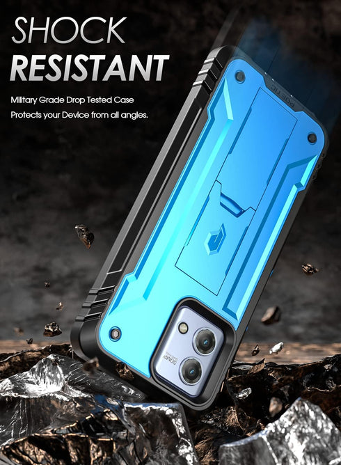 Poetic Revolution Case for Motorola Moto G Stylus 4G 2023 - Rugged, Shockproof, 20FT Drop Tested, Light Blue, Kickstand