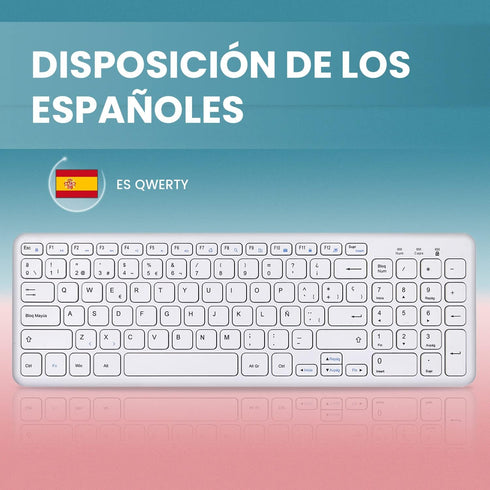 Perixx PERIBOARD-213W, Silent USB Scissor Keyboard with Cable, Compact Design with Numeric Keypad, White - Spanish Qwert