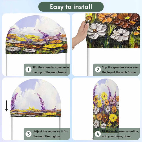 Jnbasdffb 6.6 Vintage Flowers Wedding Arch Cover,Stretchy Spandex Arch Backdrop Stand Covers FT,Spring Rustic Oil