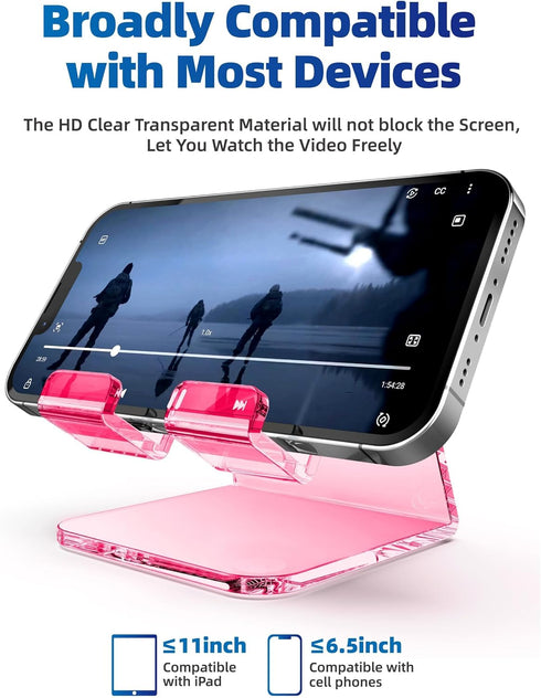 TOPGO 2 Pack Counter, 17 16 15 14 13 12 Acrylic Phone Stand, Pink Phone Holder for Office Desk, Vanity, Kitchen Bedside