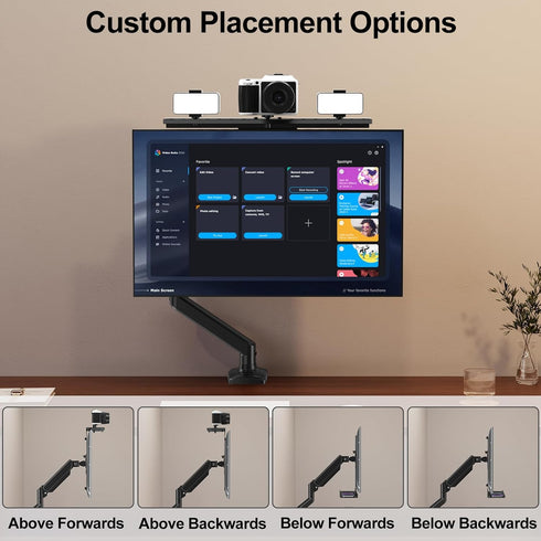 ErgoFocus 11 lbs, 75/100mm, DSLR Monitor Mount Hold up to Monitor Top Shelf for Livestream Device, Camera Mount