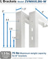 6" ZVMAXLB6-W Elite Screens White Projector Screen L-Brackets, Single Metal Welded Construction, Wall or Ceiling Mount