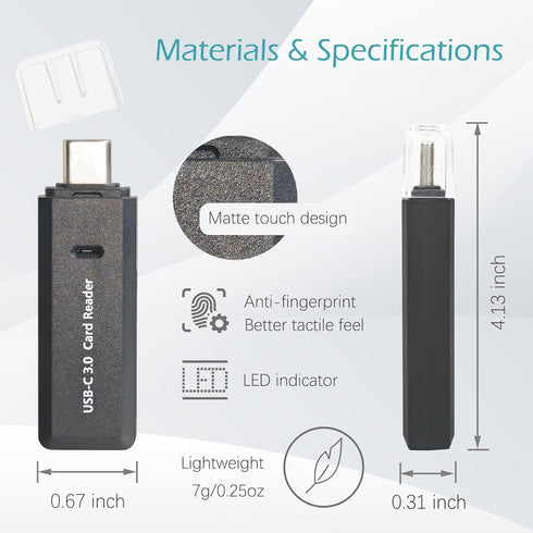 Wansurs 5Gbps 2-in-1 MMC, RS-MMC, Micro SD Card Reader, USB C Memory Card Reader for Digital Camera, SD Card Viewer