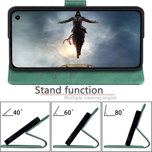 SUANPOT Samsung Galaxy S10 6.1" Wallet Case - RFID Blocking Leather Flip Folio Book Phone Case, Shockproof, Green