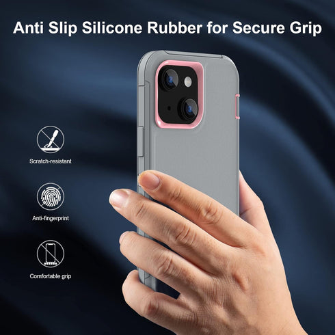 Sansunto Protection Case for iPhone 13, 14, 15, Heavy Duty Shockproof Silicone Rubber Cover for 6.1 Inch Phones