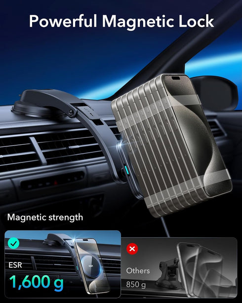 ESR for MagSafe Car Mount Charger (HaloLock), Dashboard Magnetic Wireless Charger Mount, Compatible with iPhone