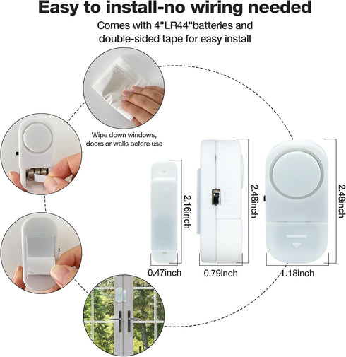 Door Window Alarm, 90DB for Kids Safety, Door Window Burglar Alarm - (2 Pack)