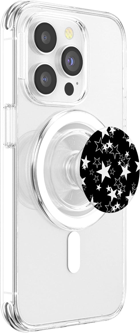 PopSockets PopGrip for MagSafe: Grip Stand Black Stars White