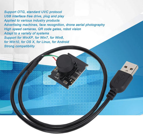 3MP USB Camera Module, 110 Angle of View Mini Web Cam, USB2.0 Webcam Board Module Clearer Industrial Image with OV3660 Sensor for Android, Support Mobile OTG