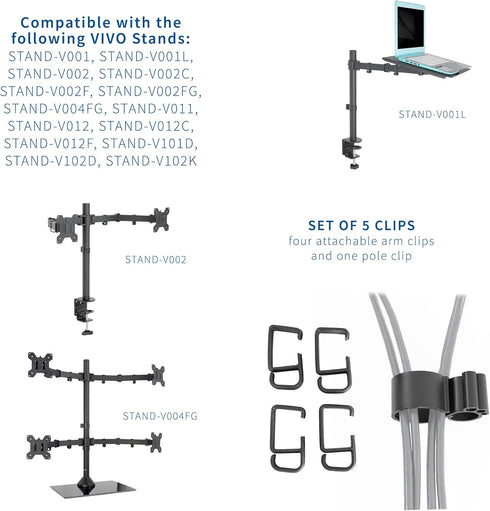 VIVO 1 4 Set PT-SD-WC05C Cable Management Clips for Desk Monitor Stands, Computer Office Workstation Cord Organization