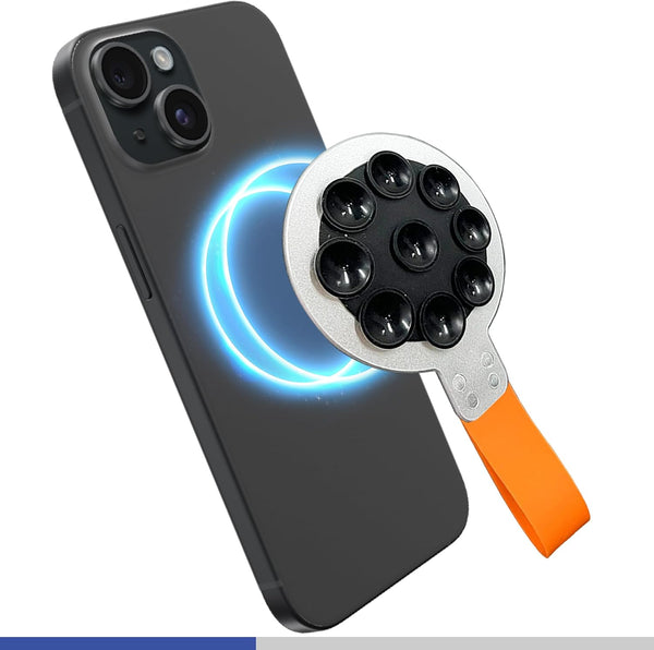 Magnetic Suction Cup Phone Mount, Silicone Grip Holder for MagSafe, Hands-Free Mirror Shower Phone Holder for TikTok
