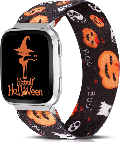 TOYOUTHS Elastic Halloween Band for Fitbit Versa/Versa 2/Versa Lite, Stretchy Fabric Nylon Holiday Decoration Strap