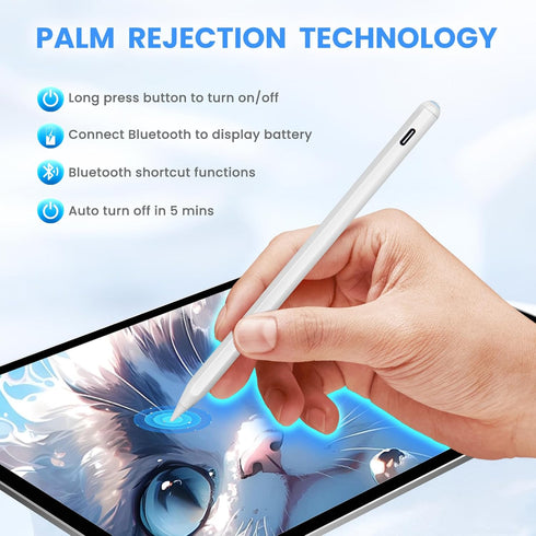 Apple Pencil for iPad 10th/9th Generation, Magnetic Wireless Charging and USB C Stylus Pen for iPad Air, Mini, Pro
