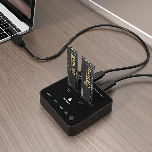 isheep M.2 3.1 (5Gbps) SATA SSD Docking Station, USB Offline Cloner & Duplicator, One-Button Backup, Tool-Free Plug