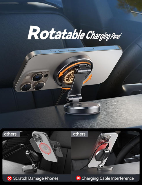 JOYROOM 15W 17/16/15/14/13/12 for MagSafe Car Mount Charger with Rotatable Charging Panel, Fast Charging Metal Magnetic