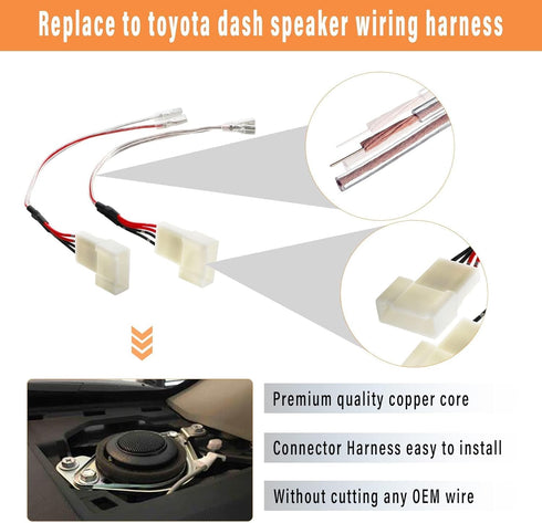 NuIth Dash Speaker Harness Connector for Toyota Corolla/Camry 2012-2020, RAV4 2015-2019, Subaru