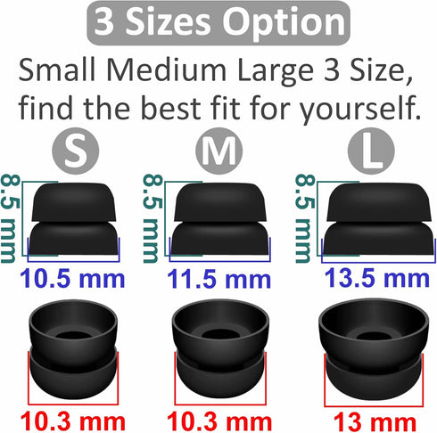 6 Pairs Double Flange Ear Tips - Compatible with Beats Fit Pro, S/M/L Replacement Silicone Wing Eartips