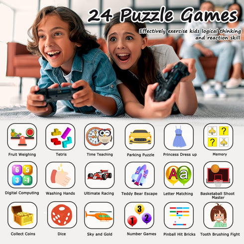 Kids Smart Watch Boys, Game Watch with 24 Games, HD Touch Screen Video Camera for 5-12 Year Olds