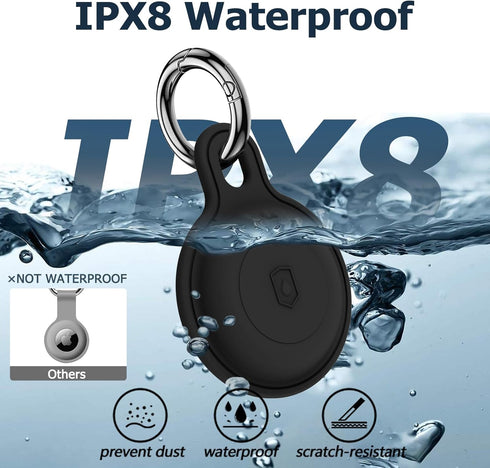 4 Pack Airtag Holder, IPX8 Waterproof Silicone Airtag Keychain for Apple Airtag, Protective Anti-Scratch Airtag Case