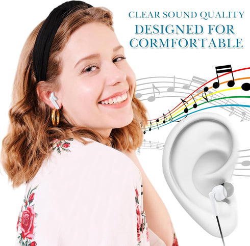 Kanayu 100 Pack Wired Earbuds Bulk for Classroom, Basic Student Ear Headphones No Microphone, 3.5 MM Jack, Black White