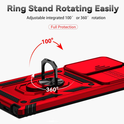 SunStory Military-Grade Case for Samsung Galaxy S22 Ultra with HD Screen Protector, Kickstand & Slide Camera Cover, Red