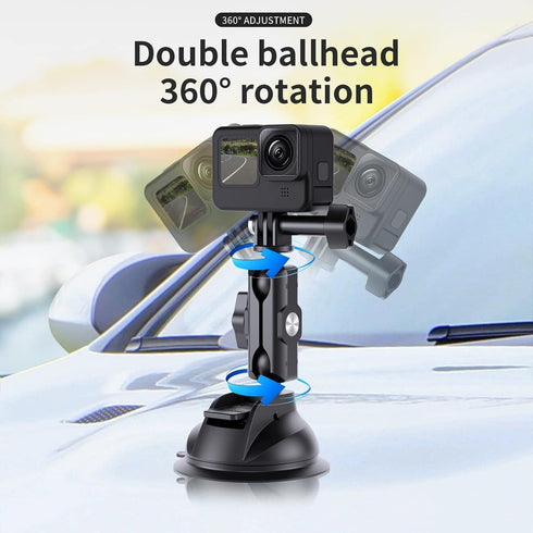 TELESIN Car Mount Suction Cup with Phone Holder for GoPro Max Hero 13 12 11 10 9 8 and DJI Action 3 4 5