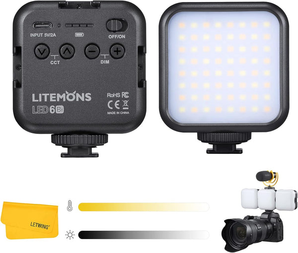 GODOX LED6Bi LED Video Light, Rechargeable Bi-Color Temperature Mini Fill-in Light, Dimmable Support Magnetic Adsorption