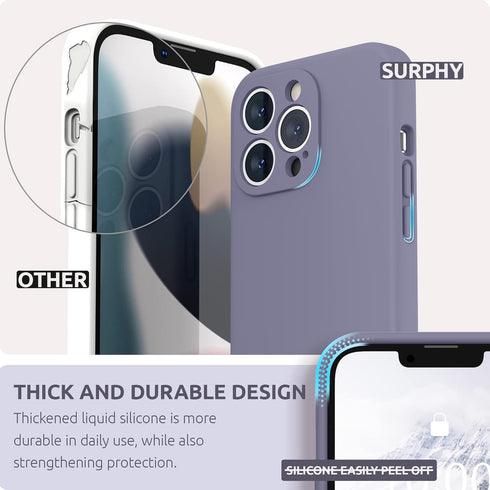 SURPHY Compatible with iPhone 13 Pro Case - Liquid Silicone Phone Case with Screen Protector, Camera Protection & Soft